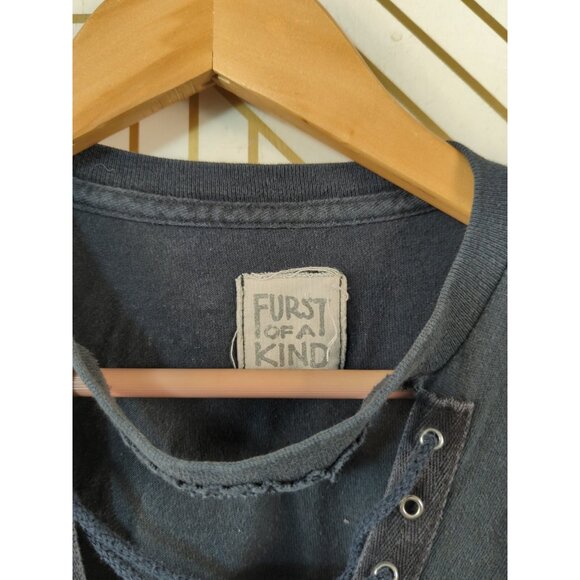 LF Furst of A Kind ReWorked Black Graphic Lace Up Short Sleeve Shirt ONE SIZE - Picture 4 of 5